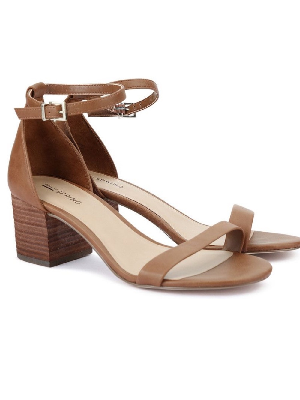 Call It Spring Tan Ankle-Strap Block Heel Sandals Size 10